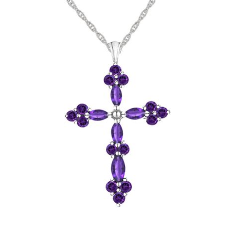 Gemstone Cross Pendant In Sterling Silver