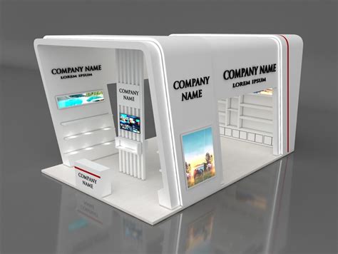 Booth Exhibition Stand Stall 6x9m Height 500 Cm 3 Side Open 3D Model