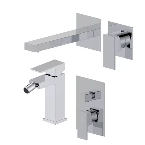 Set Miscelatore Lavabo A Muro Canna E Bidet Con Incasso Doccia Con