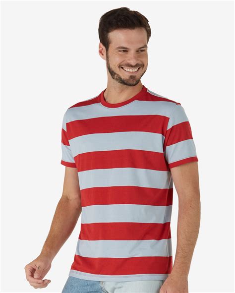 Riachuelo Camiseta Masculina Manga Curta Malha Listrada Vermelho