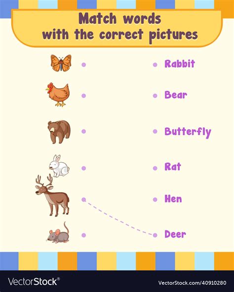 Match The Words With Correct Pictures Royalty Free Vector