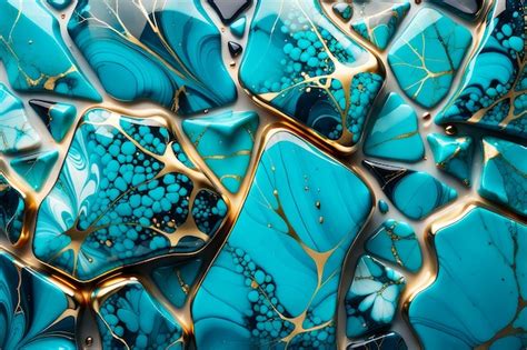 Premium Photo Turquoise Blue Marble And Gold Veins Background