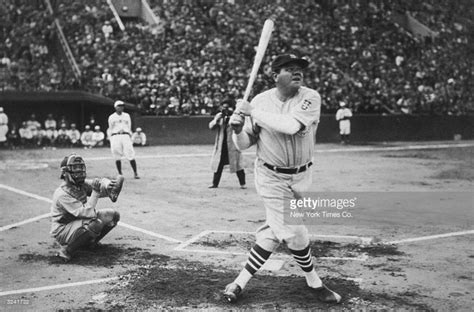 American Baseball Player Babe Ruth Hits His First Home Run During His