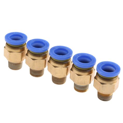 5pcs Brass 8mm Pneumatic Connector Male Straight One Touch Pneumatic Fitting For Hoses Pc8 01