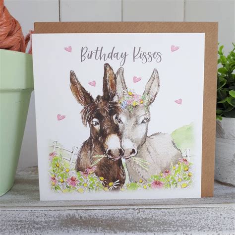 Donkey Birthday Card Birthday Card Romantic Donkey Card Etsy