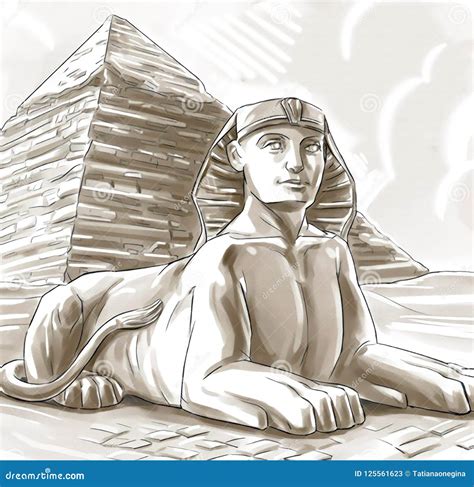 Sphinx Sphinx and Pyramid in Giza Stock Illustration - Illustration of monument, large: 125561623