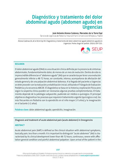 Diagnóstico Y Tratamiento Del Dolor Abdominal Agudo 197 ©asociación