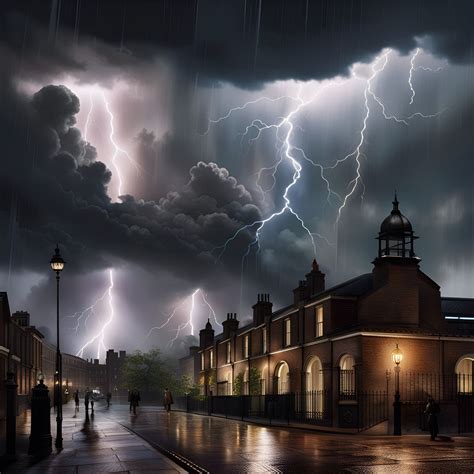 Hyper Realism Lightning Storm Over Victorian London Detailed Photo