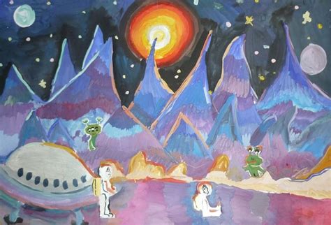 Детские рисунки и картинки - жизнь на другой планете.