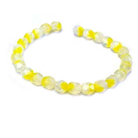 Beads Online Australia Czech Faceted Round Firepolished Glass Beads 6mm 25 Lemon Milky White