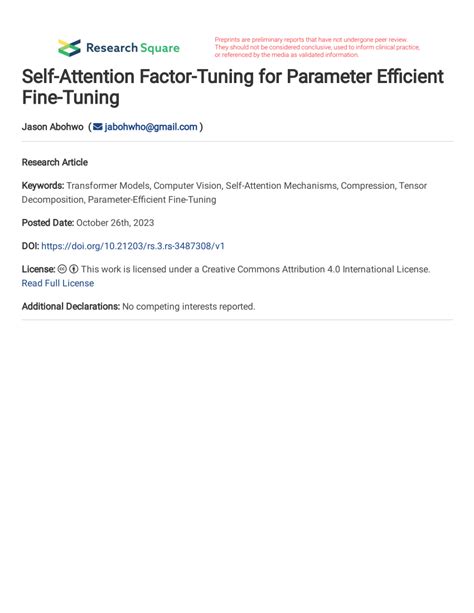 PDF Self Attention Factor Tuning For Parameter Efficient Fine Tuning