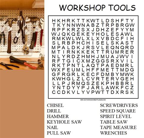 Workshop Tools Word Search Puzzle Word Search Puzzle Word Search