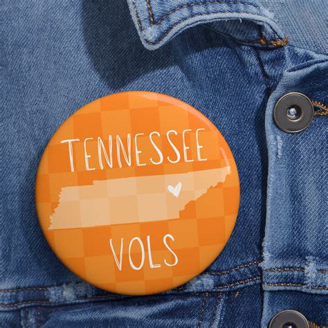 Gameday Button Utk Tennessee Vols And Knoxville Heart Orange Checkered