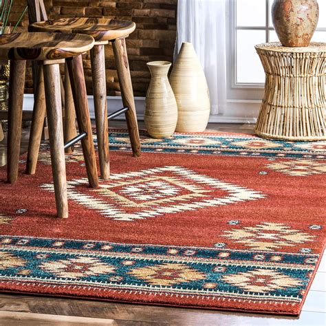 Nuloom Margene Alfombra Tribal Con Diamantes X Pies Color Rojo