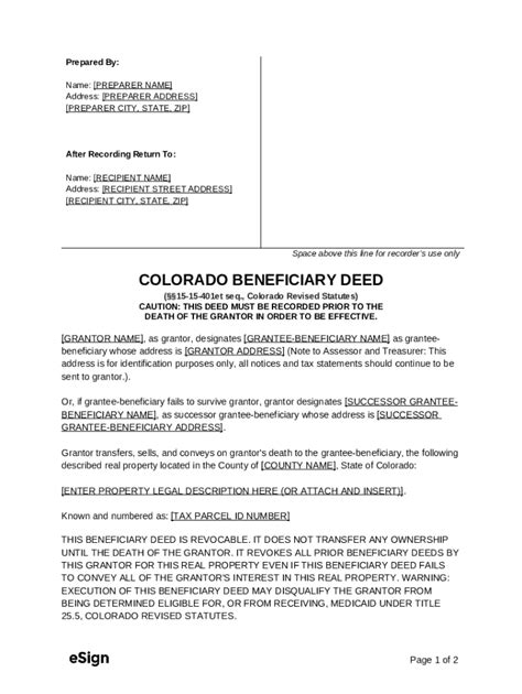 Colorado Beneficiary Deed Pdf Fill Out And Sign Doc Template Pdffiller