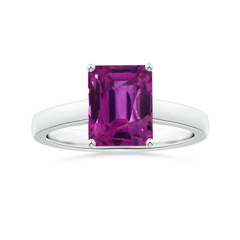 Prong Set GIA Certified Emerald Cut Pink Sapphire Solitaire Ring