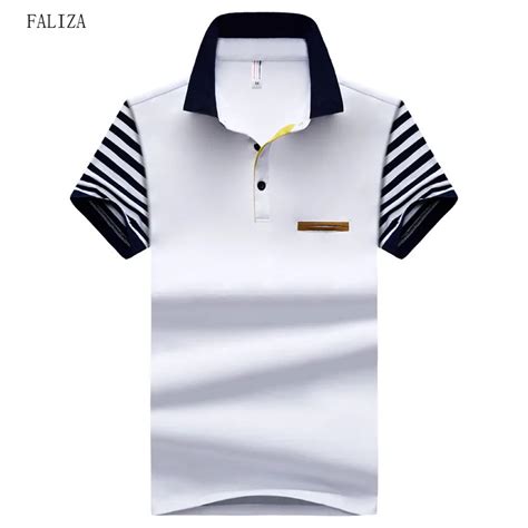 Faliza New Summer Patchwork Mens Polos Shirts Cotton Short Sleeve Men Polos Shirts Casual