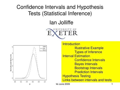 Ppt Confidence Intervals And Hypothesis Tests Statistical Inference