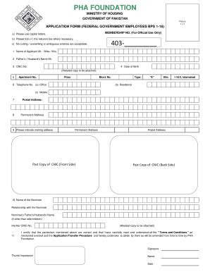 Fillable Online Pha Gov Pk Application Form Fill Online Printable