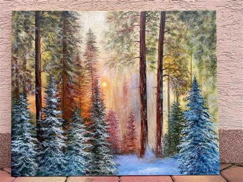 Colorful Forest ORIGINAL Oil Painting on Canvas Stretched - Etsy