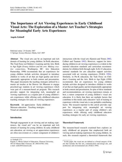 The importance of art viewing experiences in early childhood visual ...