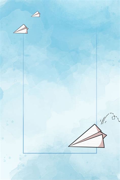 Paper Airplane Cartoon Blue Poster Ad H5 Background