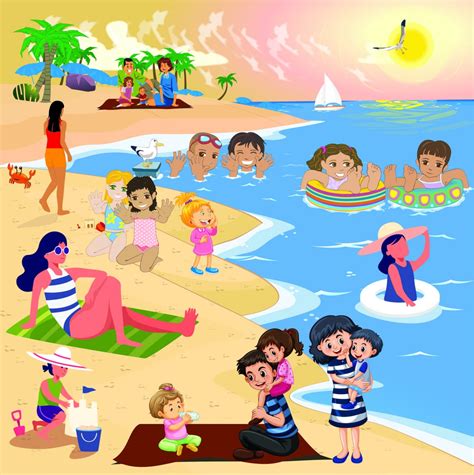 Kids Beach Clipart, Holiday Summer Beach Playground Clip Art, Children ...