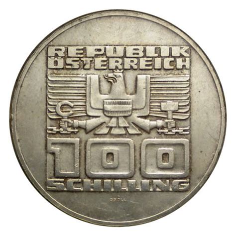 1978 100 Schilling Plata Austria 700 Aniversario Gmunden KM 2938