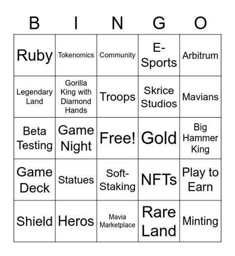 Game Night Bingo Card