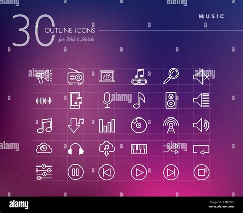 Music Outline Icons Set Stock Vector Image And Art Alamy