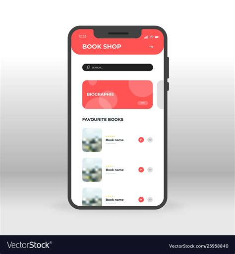 Red Book Shop Ui Ux Gui Screen For Mobile Apps Vector Image