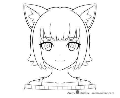 How to Draw Anime Cat Girl Ears Step by Step | Anime Outline