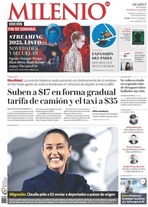 Periódico Milenio de Monterrey México Periódicos de México Edición