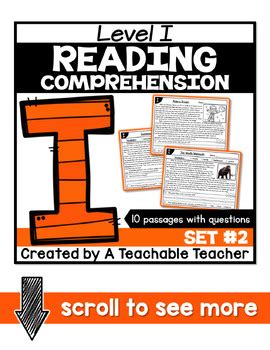 Level I Reading Comprehension Passages And Questions Set Two Tpt