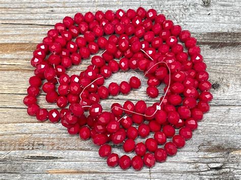 Red Beads Glass Faceted Beads Red Colored Beads Mm Beads Etsy