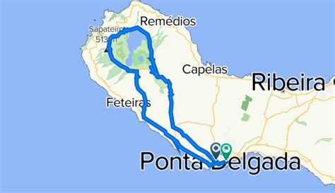 Ponta Delgada Sete Cidades Crater Pon Cycling Route Bikemap