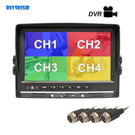 DIYSECUR 9inch AHD IPS 4 Split Quad LCD Screen Rear View Car Monitor