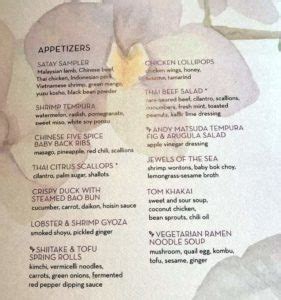 The New Tamarind Menu On Holland Americas Nieuw Statendam Cruise Ship