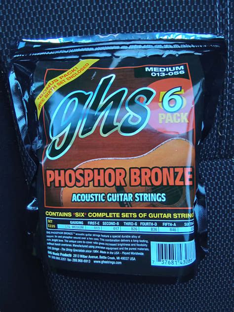 6 Set Pack GHS Phosphor Bronze Acoustic Guitar Strings Reverb