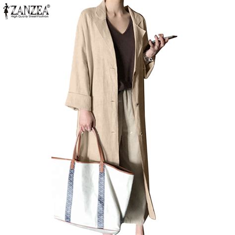 Zanzea Women Korean Casual Loose Solid Lapel Long Sleeve Slit Cardigan