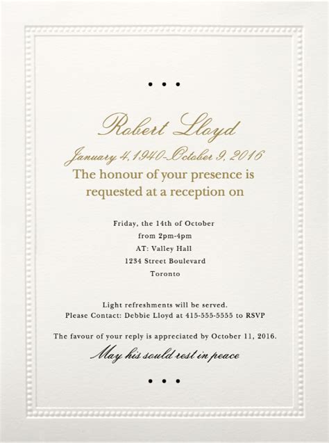 Memorial Service Invitations Templates