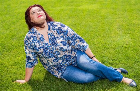 Mature Woman Wardrobe Concept Plus Size Smiling Lady Stock Photo Image Of Lady Happy