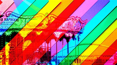 Download Colorful 80s Retro Vintage Carousel Ride Wallpaper