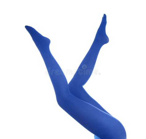 Woman Wearing Blue Tights On White Background Closeup Stock Image