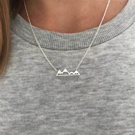 Mountain Necklace, Silver Mountain Necklace, Outdoorsy Gifts, Travel ...