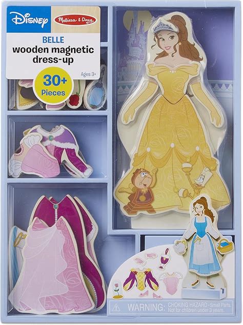 Melissa Doug Disney Belle Magnetic Dress Up Wooden Doll Pretend Play