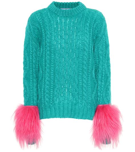 Prada Mohair And Wool Blend Sweater In Green Modesens Wool Blend
