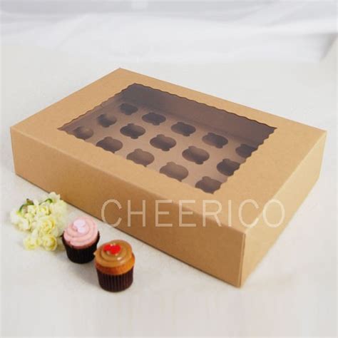 24 Kraft Brown Window Mini Cupcake Boxes Au