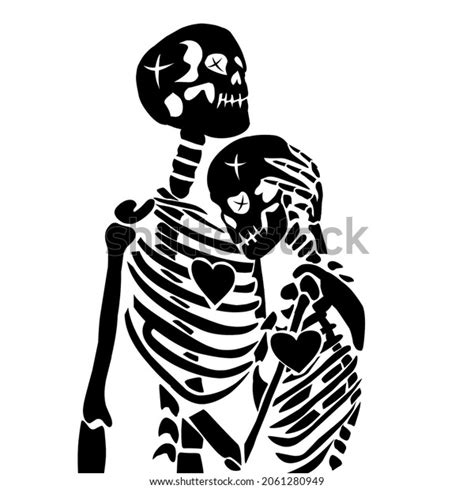 Calavera Besada Esqueleto Enamorado Ilustración Vectorial Vector De