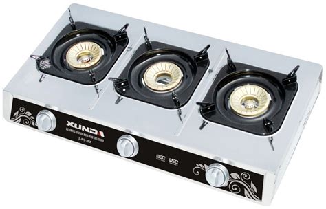 Stainless Steel Home Gas Stove 3 Burners High Efficiency Table Top Gas